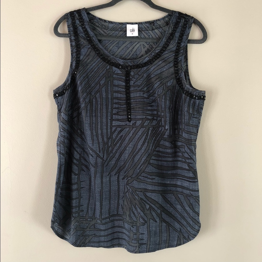 Cabi limited edition navy beaded tank blouse M